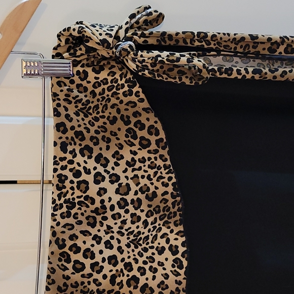 Susan Lawrence Black Leopard Print stretch Skirt L - Picture 2 of 4